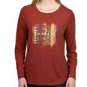 State of Mind Red "Thankful" Graphic Long Sleeve Tee